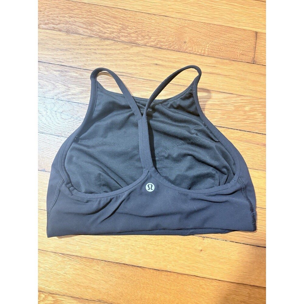 Lululemon Size 6 Flow Y Wrap-Front High-Neck Crossback Yoga Bra Black - Picture 3 of 5